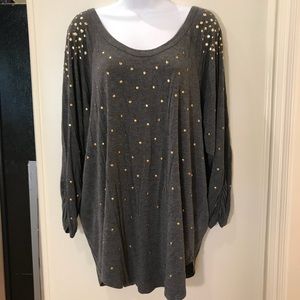 Grace Elements Gray Grey Sequence Top Blouse